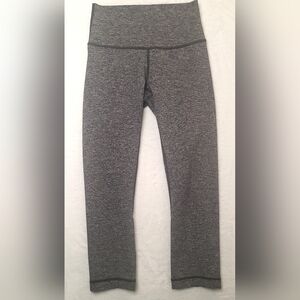 Lululemon Wunder Under Crop (Hi-Rise) *21" Heathered Black & White Sz 2? W6AI0S